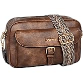 ICOLRAE Crossbody Bags for Women Vegan Leather Small Handbag Mini Travel Purse with Adjustable Wide Strap
