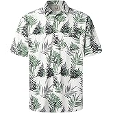 Hardaddy Men's Hawaiian Shirt Short Sleeves Coconut Printed Button Down Summer Beach Casual Shirts Gray Green L