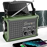 Emergency Weather Radio with Hand Crank & Solar Charging, AM/FM/NOAA Weather Alerts, 12000mAh Power Bank for Phone Charging, 