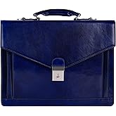 Time Resistance Leather Briefcase for Men - Business Laptop Bag - Italian Handmade Leather Bag - Attache - Gift Box Included