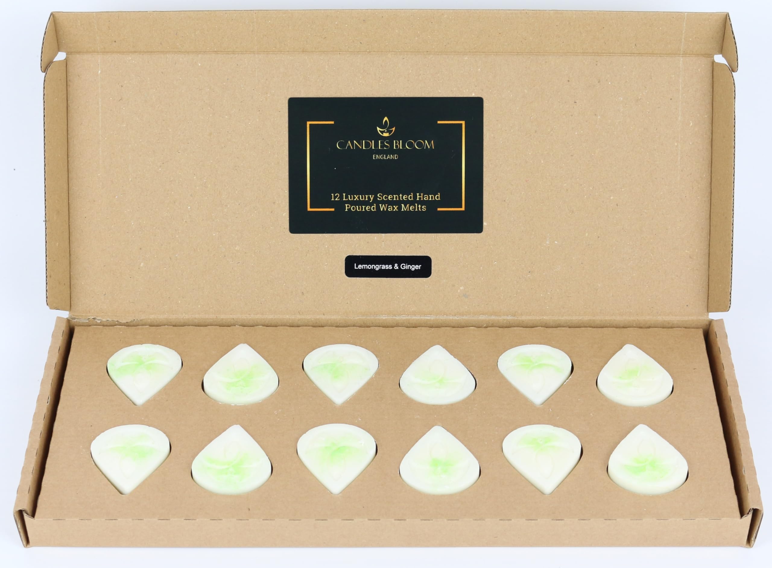 Lemongrass & Ginger Scented Wax Melts - Vegan & Eco Friendly - Gift Set of 12 Handmade Premium Quality Wax Melts