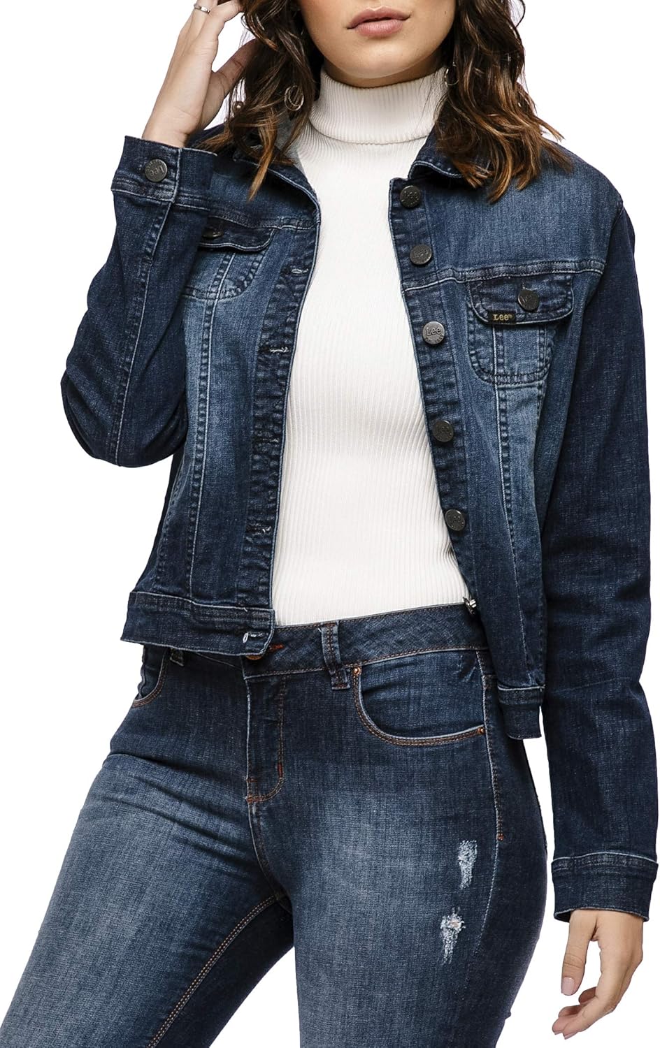 jaqueta jeans com strech