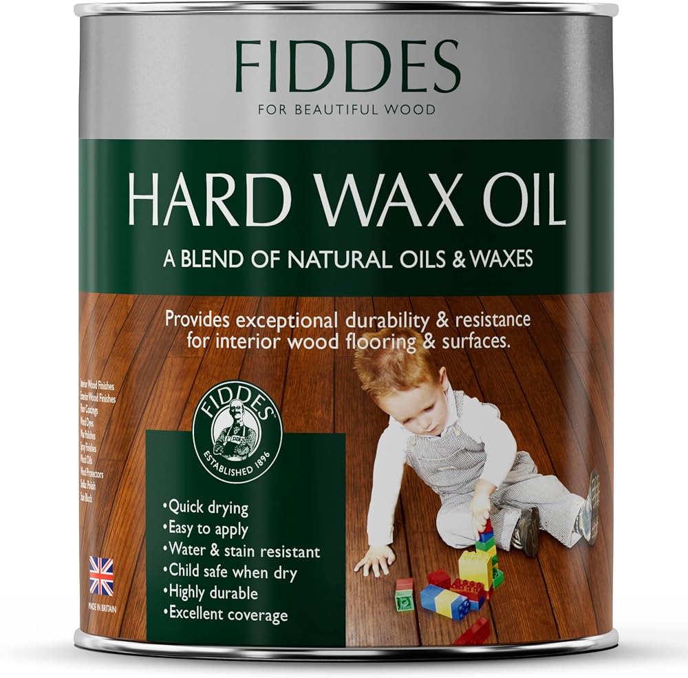 Fiddes Satin Hard Wax Oil 1 Litre Clear Wood Finish Flooring Worktops Durability