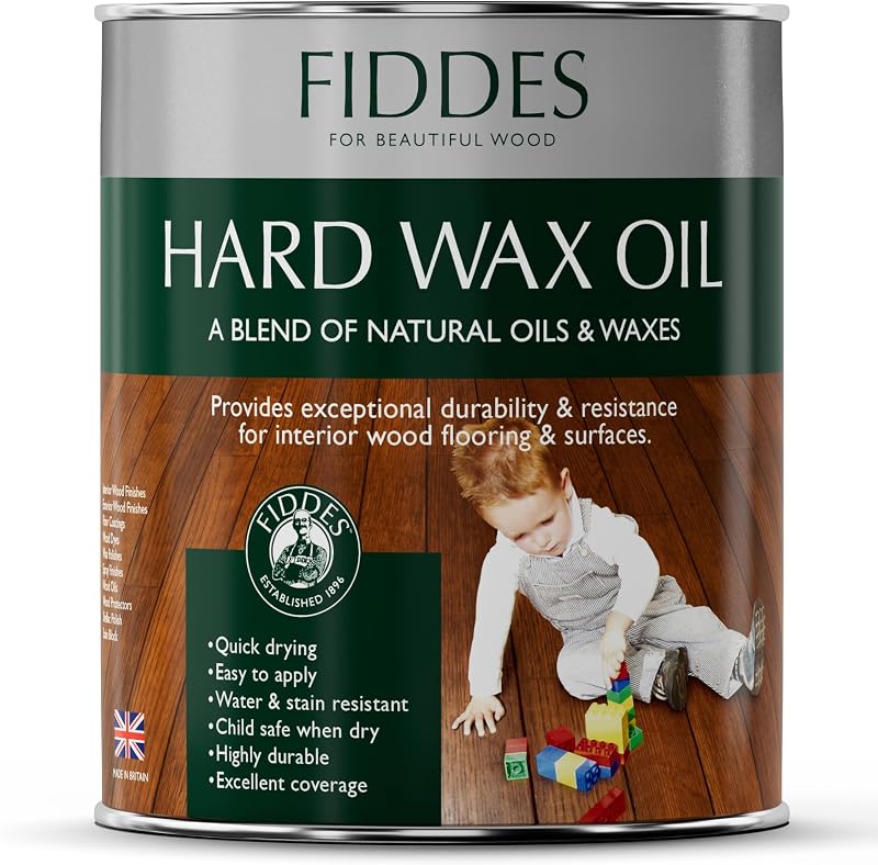 Fiddes Satin Hard Wax Oil 1 Litre Clear Wood Finish Flooring Worktops Durability