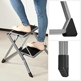 SONGMICS 2 Step Folding Ladder 150 kg Steel Grey Black view 3
