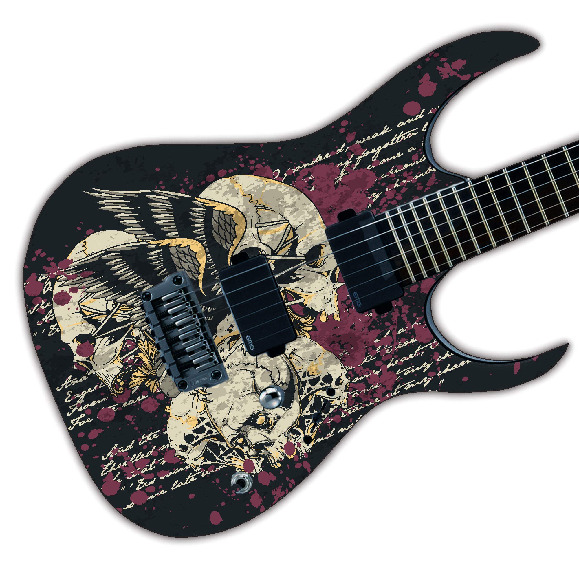 Custom Guitar Skin Vinyl Wrap Laminated Air Lease Print Decal. Zombie Skulls GS17