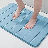 Buganda Memory Foam Bath Mat, 24" x 16", Ultra Soft and Non-Slip Bathroom Rugs, Water Absorbent and Machine Washable Bath Rug for Bathroom, Shower, and Tub, Blue