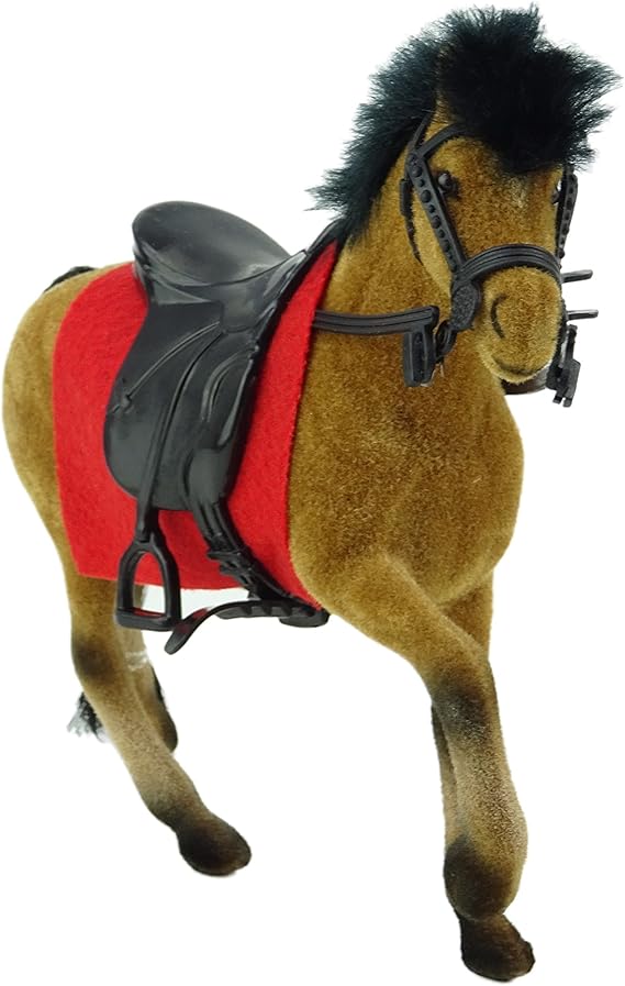 14cm Equestrian Flocked Horse Toy with Saddle Brown Amazon.co.uk