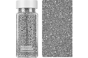 Silver Sanding Sugar Sprinkles - 130g (4.6oz) Edible Sparkling Sugar for Baking & Decorating Cupcakes, Cookies, Cakes, Donuts