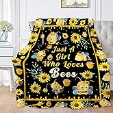 Bee Blanket Plush Soft Flannel Throws Cozy Lightweight Blankets for Couch Bed Sofa - Bee Decor - Small 50x40in for Kid/Child