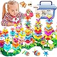 FUNZBO 138pcs Flower Garden Building Set - Easter Spring Toys for 3 4 5 6 7 Years Old Girl, Sorting & Stacking Building Block, STEM Montessori Educational Toy for Kid Toddler Birthday Gift