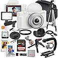Sony ZV-1F (White) Content Creator's Ultimate Kit: 128GB Extreme Memory, Mic, Video Light, Editing Software, U-Grip, and Tripod Bundle (21pc)