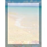 Sandy Shores Lined Letterhead Stationery Paper - 50 Sheets 8.5" x 11" Decorative Writing Paper - 28lb Bond (105gsm) for Summer Invitations Notes Events Announcements