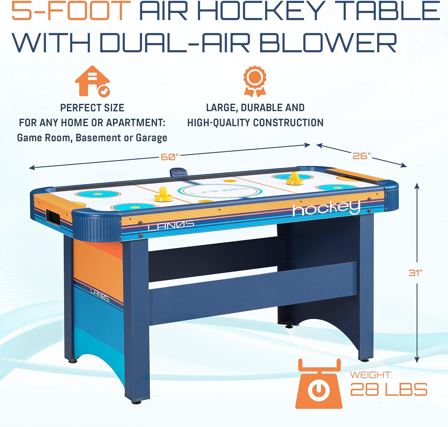 Amazon Com Lanos Air Hockey Table For Kids And Adults 5 Foot