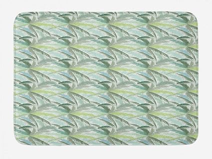 Amazon Com Ambesonne Palm Tree Bath Mat Leafy Branches In Shades
