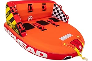 Airhead Mable Inflatable Towable Tube, 1-4 Rider Models, Dual Tow Points, Full Nylon Cover, EVA Foam Pads, Patented Speed Valve, Boat Tubes and Towables