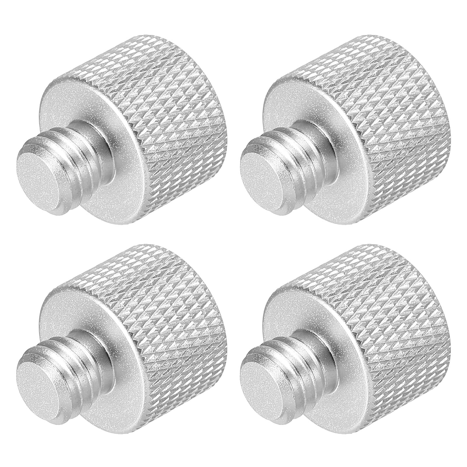 PATIKIL Mic Stand Adapter 3/8 Male to 5/8 Female Camera Screw Thread Adapter for Microphone Tripod Stand Silver 4 Pack