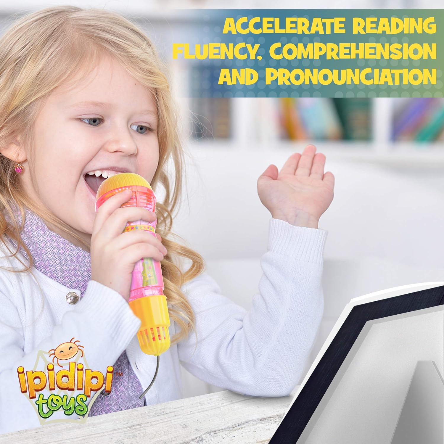 Echo Mic for Kids, Toddlers - Magic Microphone with Multicolored Flashing Light and Fun Rattle - Pink and Yellow - Speech Therapy Feedback Toy - Retro Gift For Boys, Girls Who Love Singing and Music: Toys & Games