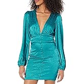 Satin Button Up Jacquard Mini Dress Crystal Teal / M