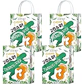 16Pcs Dino Age 3 Birthday Party Bags for T. Rex Themed Favors, Perfect for Precious Mother's Gatherings, Dinosaur Treat Bags for Birthday Celebrations