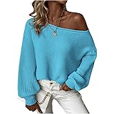 MakeMeChic Women's Off The Shoulder Sweater Long Sleeve Stripe Knit Going Out Pullover Tops