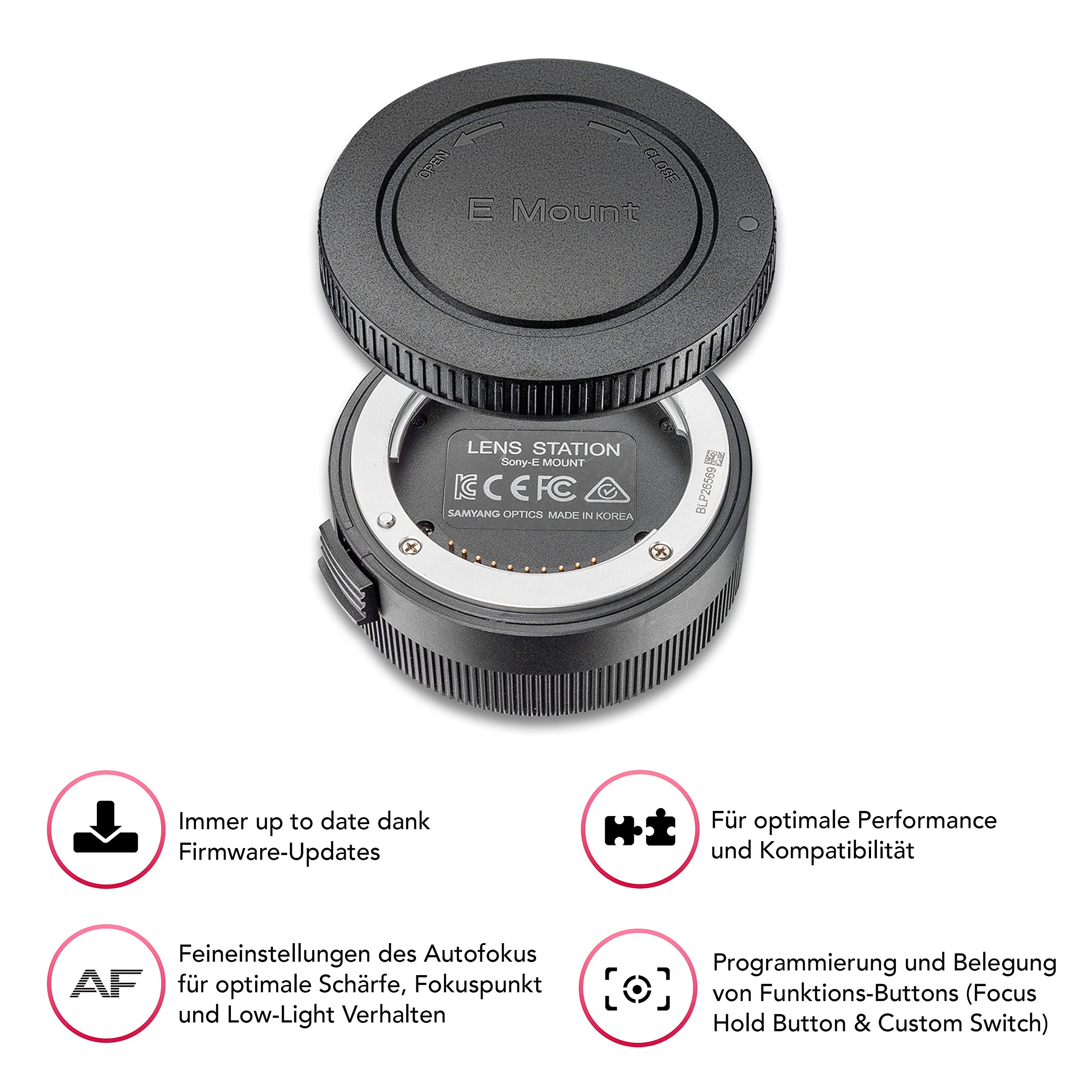 Samyang AF 75mm F1,8 FE + Lens-Station für Sony E Portrait-Objektiv für Vollformat & APS-C I 32,9° Bildwinkel & schnellem Autofokus I Festbrennweite für Sony A7C, A7 III, A6100 u.a. 2