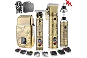 Qreeyx Hair Clippers for Man T-Blade Trimmer Nose Hair Trimmer Electric Shaver Set, Professional Metal Body Barber Clippers Set for Haircut, Men’s Grooming Kit with LCD Display, Ideal Gift for Him