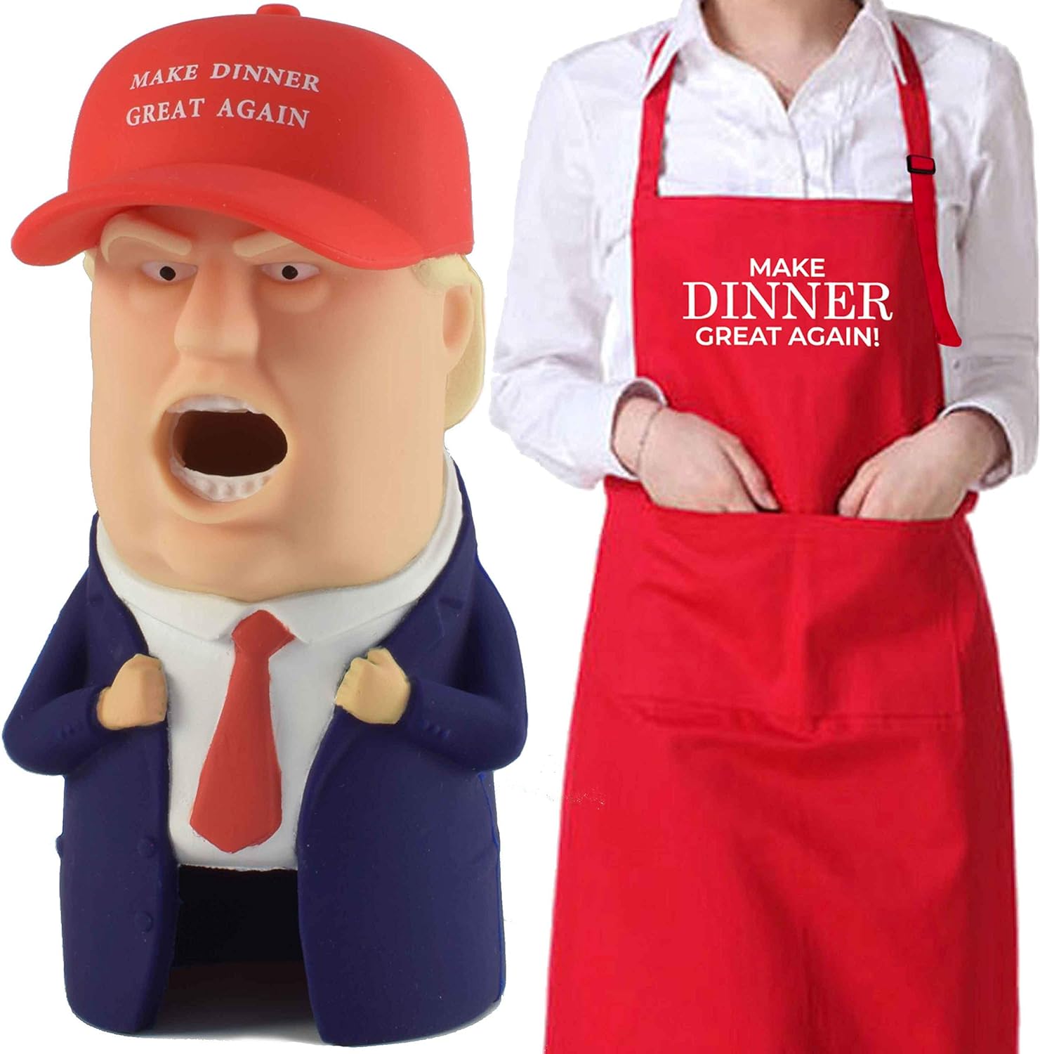 Make Dinner Great Again Bundle - Steam Diverter Compatible with Instant Pot LUX MAX/Ninja Foodi/Crock Pot Express and More | Funny Apron Kitchen Cooking Grill Aprons for a Dad, Husband, Wife, Mom