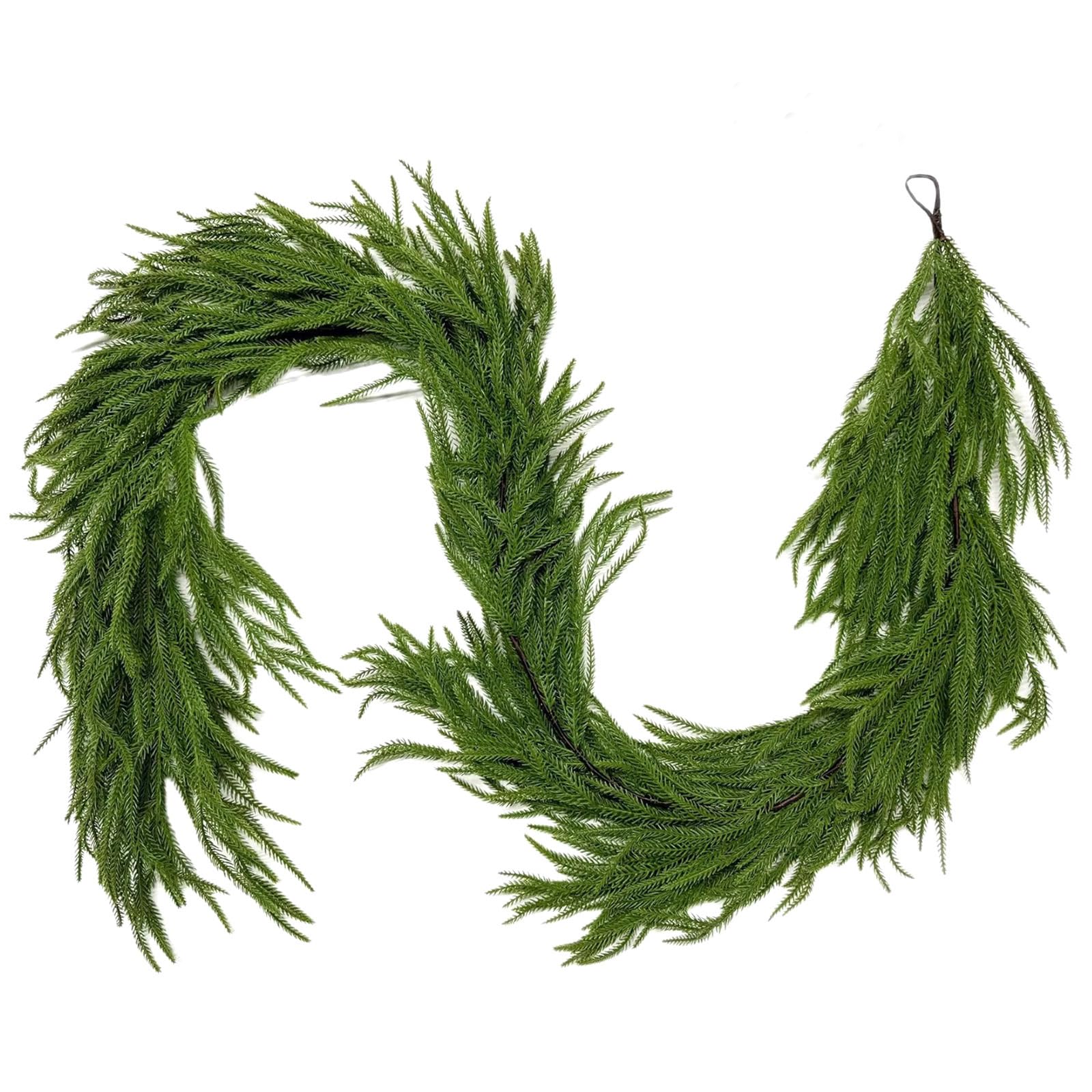 9FT Christmas Garland - Artificial Norfolk Pine & Cedar Garland with Soft Thickness, Faux Greenery for Mantle, Staircase, Indoor Outdoor Holiday Party Home Decorations