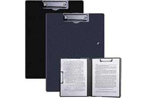 2 Pack Foldable File Folder with Double Metal Clips and 360° Flip Design, 12x9.5 Document Organizer for Resume, Nursing, Offi