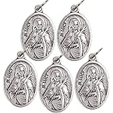 Needzo Silver Toned St. Lucy Medals, Patron Saint of the Blind Pendants, Religious Accessories, 1 Inches (Pack of 5)