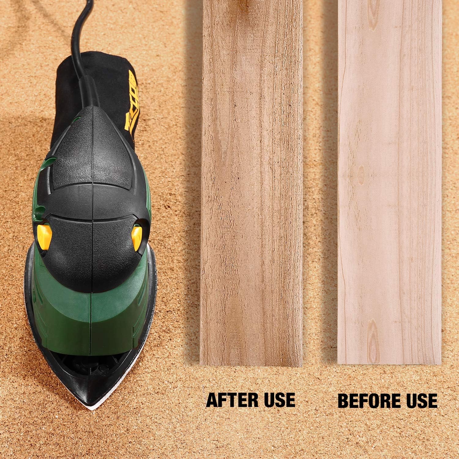 TECCPO Compact Mouse Detail Sander with 12Pcs Sandpapers, 14, 000 OPM Multi-Function Sander, Efficient Dust Collection System, Ideal for Sanding, DIY-TAMS22P - - 