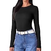 Beluring Women Long Sleeve Shirt Crew Neck Tops Slim Fit Tshirts Basic Ribbed Tee
