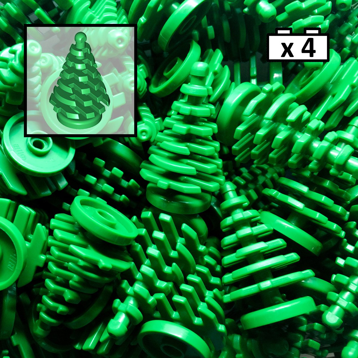 LEGO 4 x Xmas Chrismas Green Pine Trees City Town