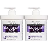 Advanced Clinicals Hyaluronic Acid Moisturizer Body Cream W/Vitamin E | Hydrating Cream & Body Lotion For Women & Men To Help Improve Look of Wrinkles, Dry Skin, Crepey Looking Skin, 16OZ, 2-Pack