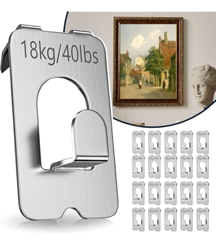 Zyyini 20-Pack Drywall Picture Hangers – 40lb Capacity Each, High Manganese Steel, Easy Install, Removable, For Home Office Decor, Storage Box Included