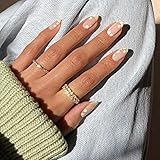 BABALAL 24Pcs Nude Fake Nails Medium Oval Press on