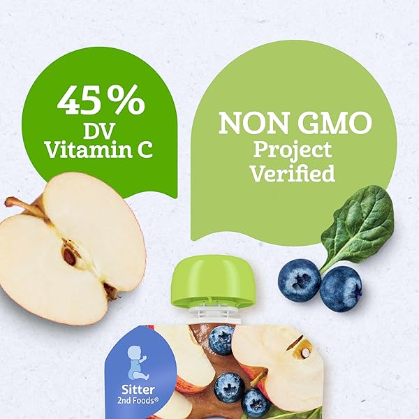 GERBER ORGANIC APPLE BLUEBERRY SPINACH BABY FOOD, 3.5 OZ POUCH