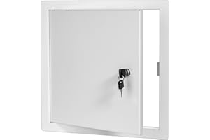 PREMIER ACCESS DOORS Premier 24x24 Universal Steel Flush Access Panel Door with Keyed Cylinder Latch–White Prime Coat Finish, Wall or Ceiling Mounted Access Door, Drywall, Plumbing, Electrical, FL-2002