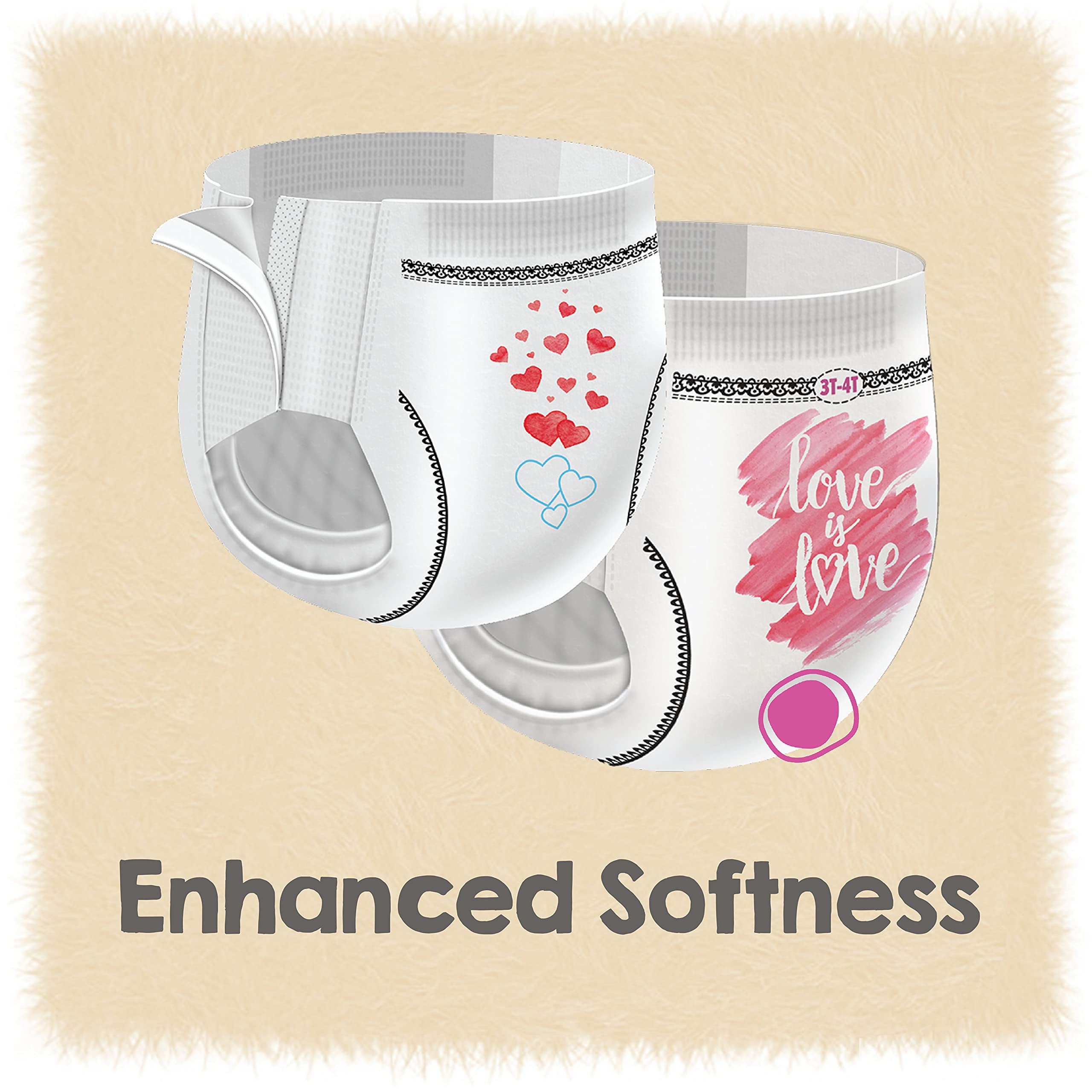 Cutie Girls 3T/4T Refastenable Potty Training Pants, Hypoallergenic with Skin Smart, 92 Count