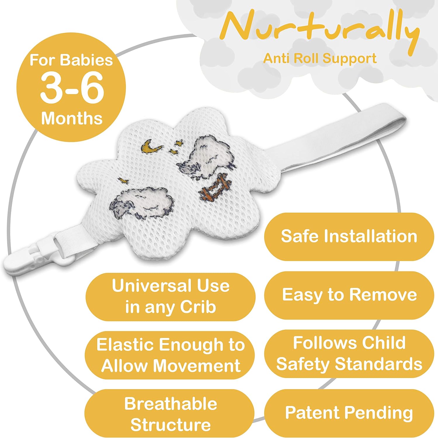 Nurturally Baby Anti Roll Support - Safe Breathable Fabric for Babies Age 3 to 6 Months Old, Designed in USA: Kitchen & Dining