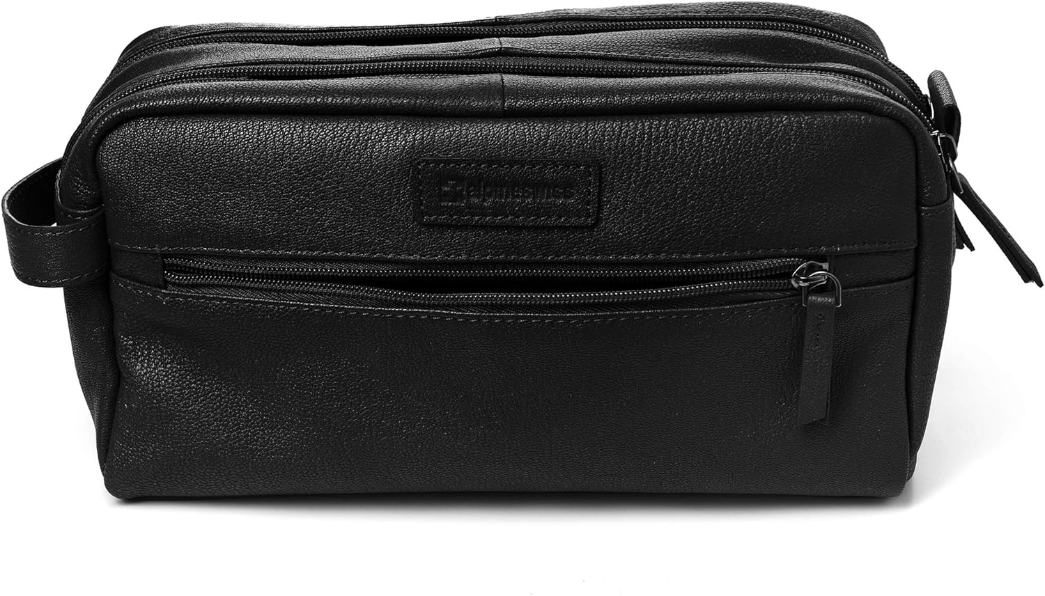 Alpine Swiss Sedona Toiletry Bag Genuine Leather Shaving Kit Dopp Kit Travel Case Black: Clothing