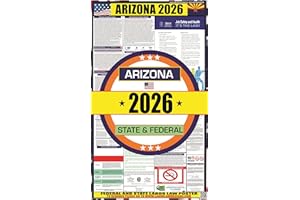 HOME COMFORTS 2026 Arizona (AZ) State Labor Law Poster - State, Federal and OSHA Compliant Laminated Poster - Ideal for Posting in The Workplace - Easy to Read - Perfect for Common Rooms and Cafeterias
