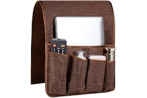 FLYILY Sofa Armrest Organizer Non-Slip Arm Chair Hanging Caddy Remote Control Holder for Magazine, Phone, Books, Glasses(Coffee,13in)