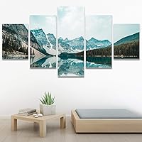 SIGNWIN 5 Panel Canvas Wall Art Winter Lake for Home Decorations Ready to Hang - 60