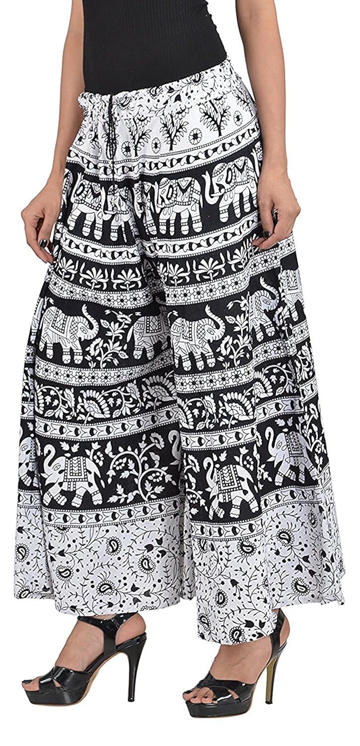 chanchal women;s printed cotton plazoo (chanchal_print_black_free_size)
