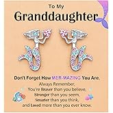 ORISPRE Hypoallergenic Mermaid Stud Earrings for Girls Kids, Gifts for Daughter Granddaughter Birthday Christmas Valentines