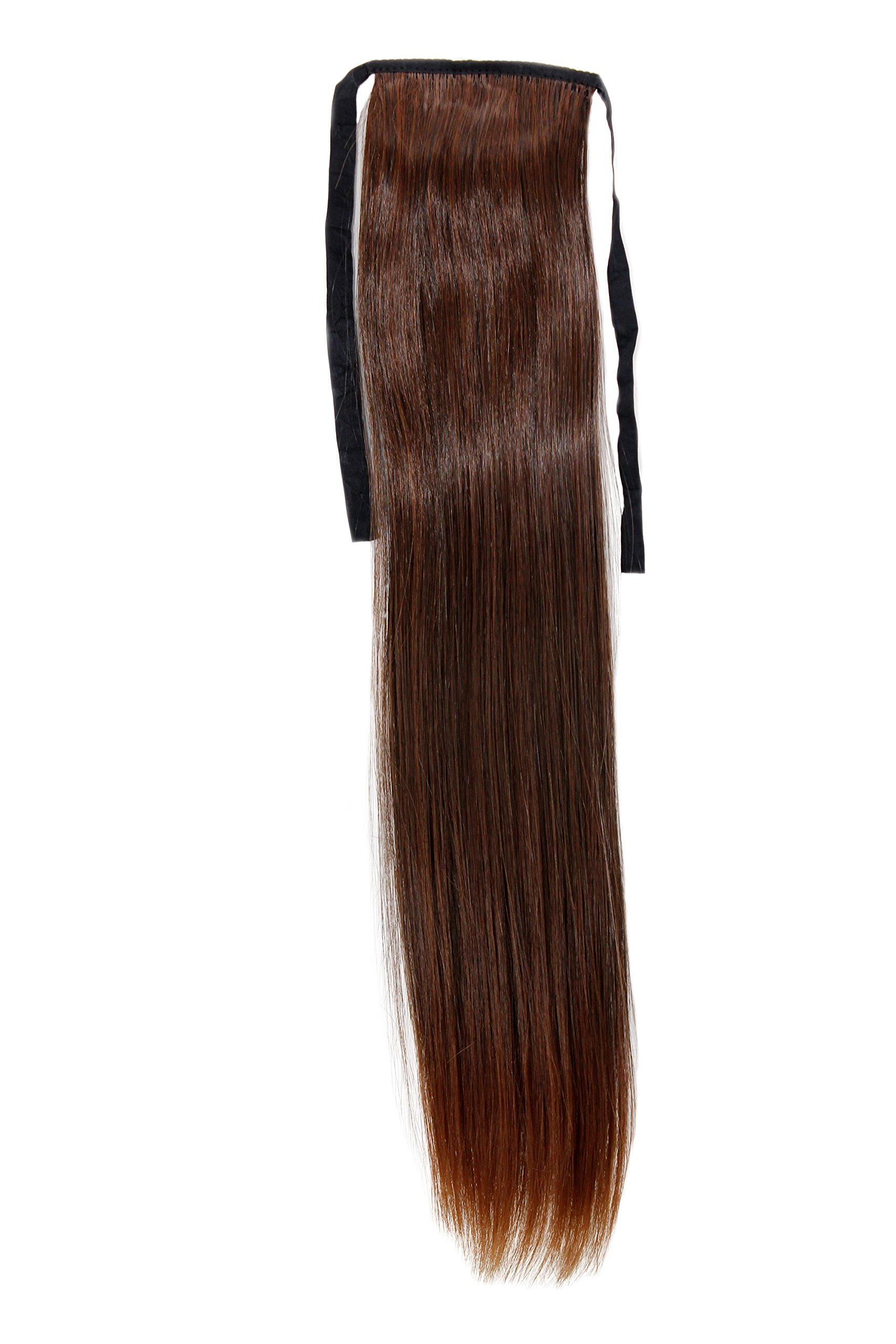 WIG ME UP - YZF-TS18-2T30 Hairpiece Pontail Pigtail extension slim light straight comb and ribbon chestnut brown mix 18inch