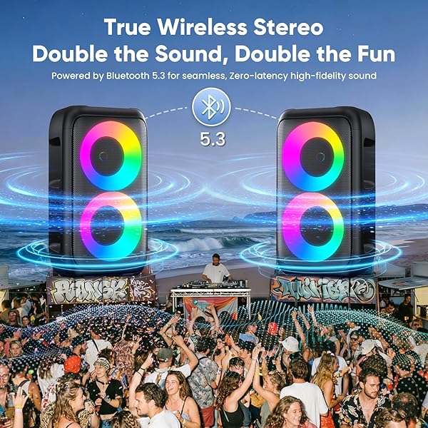 KARAOKE MACHINE FOR ADULTS KIDS, PORTABLE BLUETOOTH SPEAKER WITH 2 WIRELESS MICROPHONES, TWS MODE & LED LIGHT, 10H BATTERY PA SYSTEM STAGE MONITORS,PERFECT FOR HOME PARTY OUTDOOR BIRTHDAY GIFTS(BLACK)