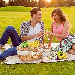 Wicker Picnic Basket with Removable Liner, Empty